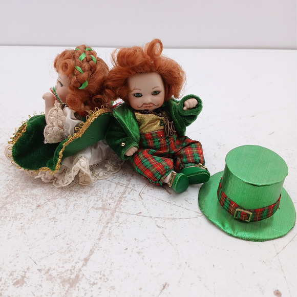 Marie Osmond St. Paddy & His Bonnie Lass Dolls W/ COA Porcelain Collectible Doll - Picture 3 of 9